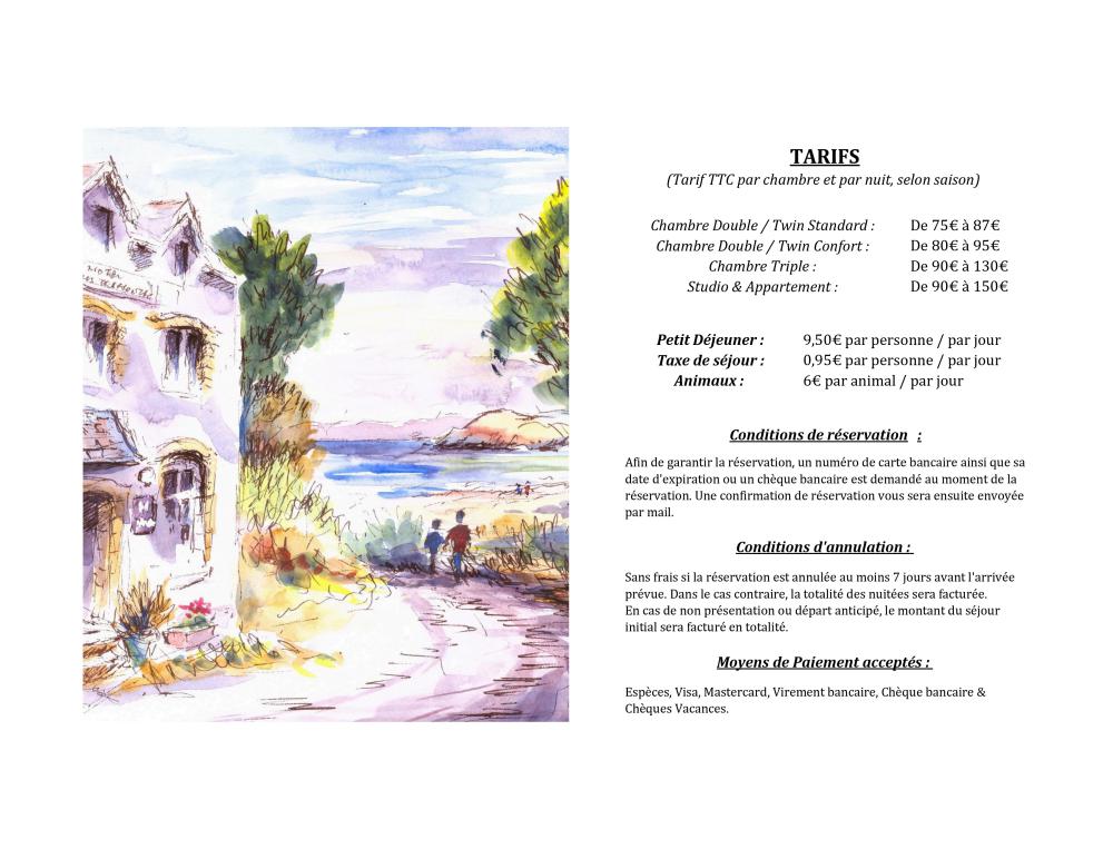 Tarifs Hôtel Le Relais de Trefeuntec