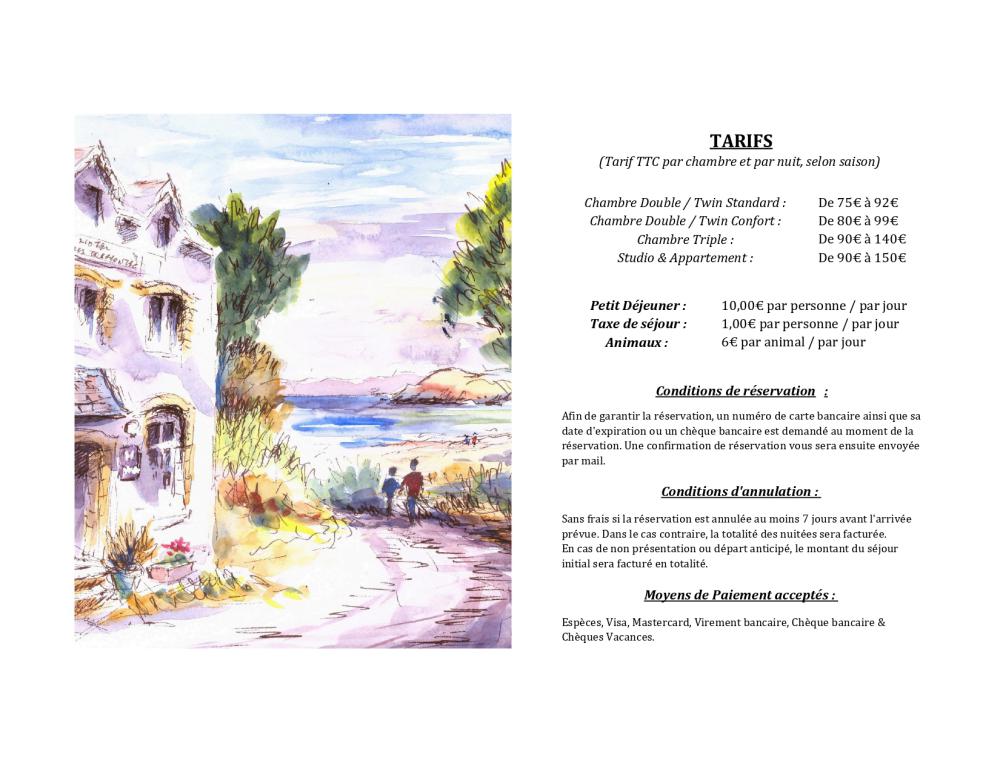 Tarifs Hôtel Le Relais de Trefeuntec